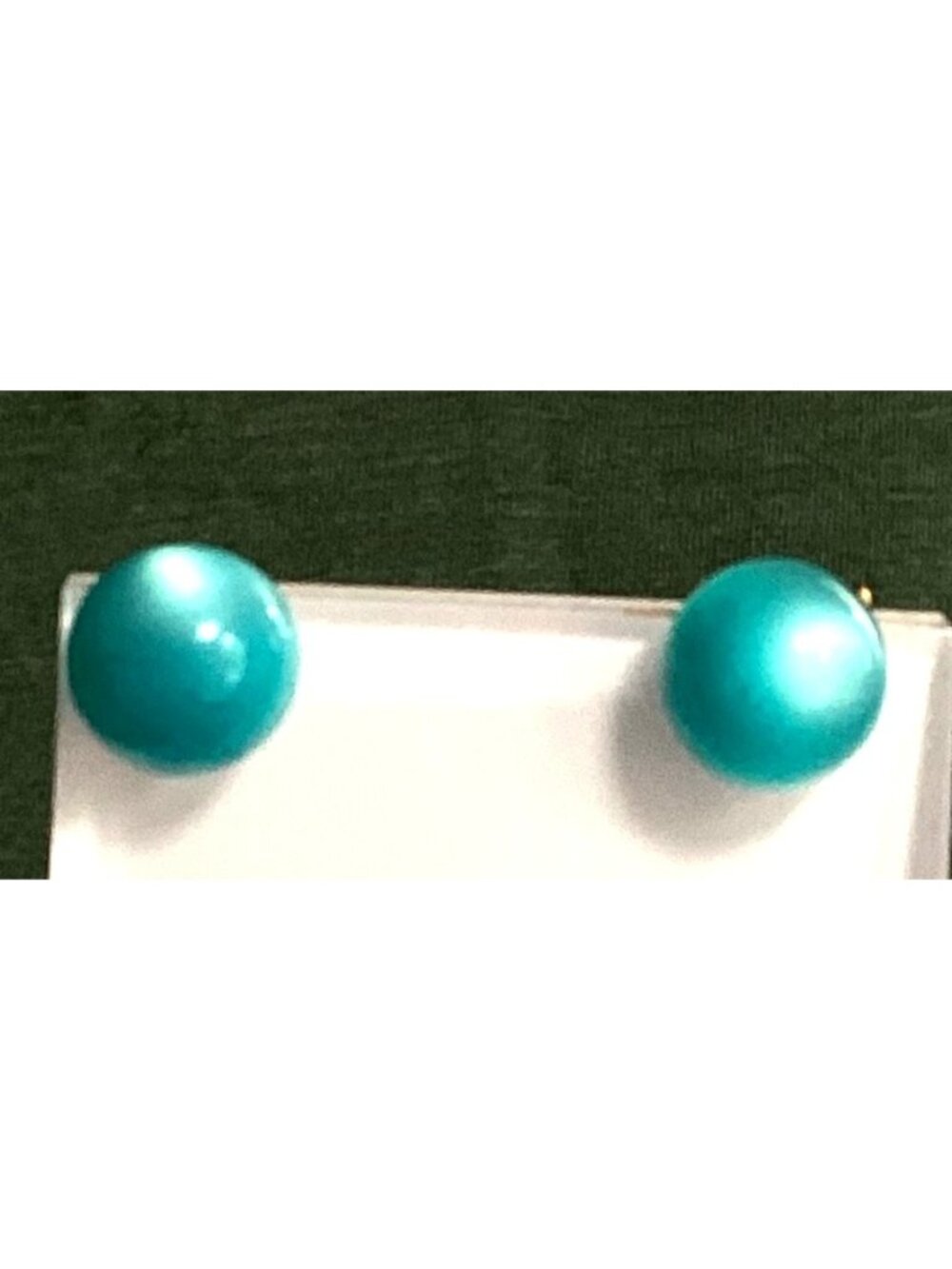 Vintage MCM Domed Teal Moon Glow Thermoset Screwback Earrings Minimalist